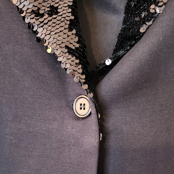 Adrianna Papell Black Sequin-Trimmed Blazer - Picture 2 of 5